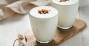 A Glass o fHomemade Buttermilk with Granola