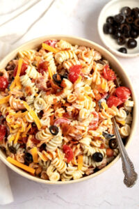 Creamy Homemade Bacon Ranch Pasta Salad in a Bowl