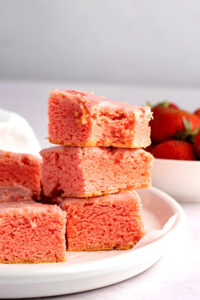 Fudgy Homemade Strawberry Brownies Stacked