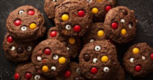 Halloween Monster Cookies with Chocolate Candies