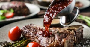 Homemade Beef Steak with Cranberry Sauce