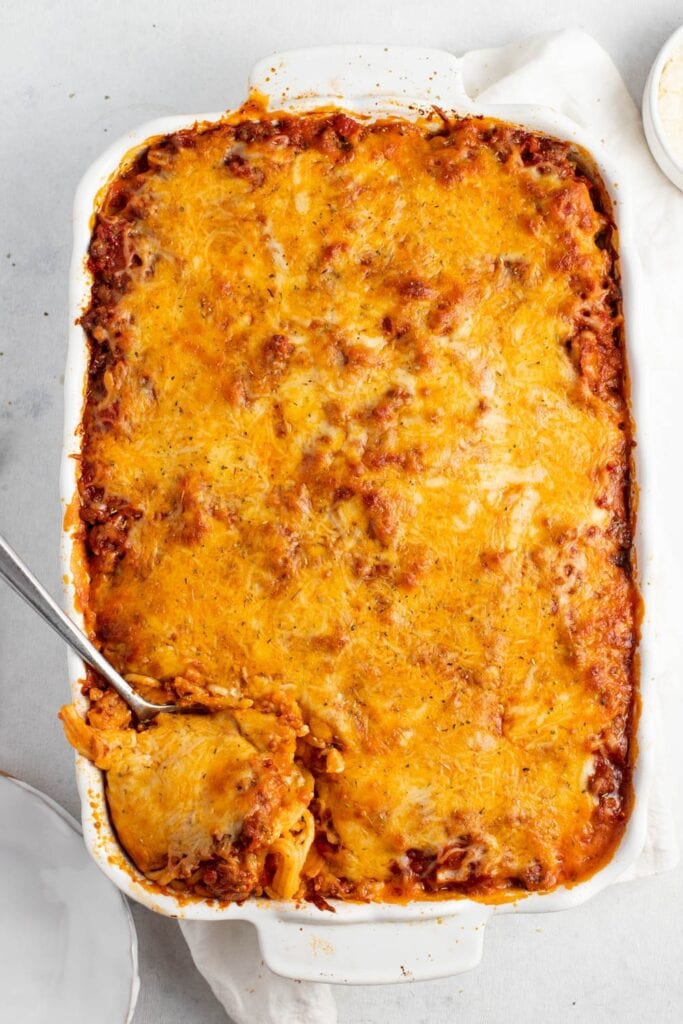 Homemade Cheesy Baked Spaghetti