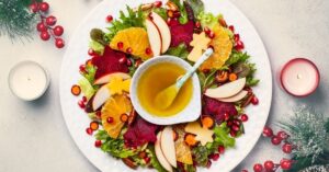 Homemade Christmas Eve Salad with Pomegranates, Beetroots, Oranges and Honey