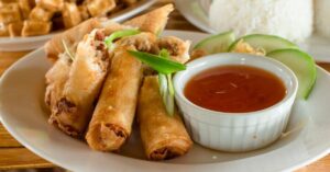 Homemade Filipino Lumpiang Shanghai with Cucumber