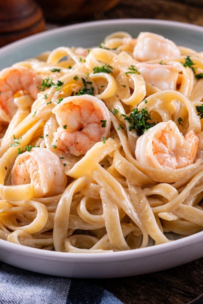 Homemade Shrimp Alfredo with Herbs