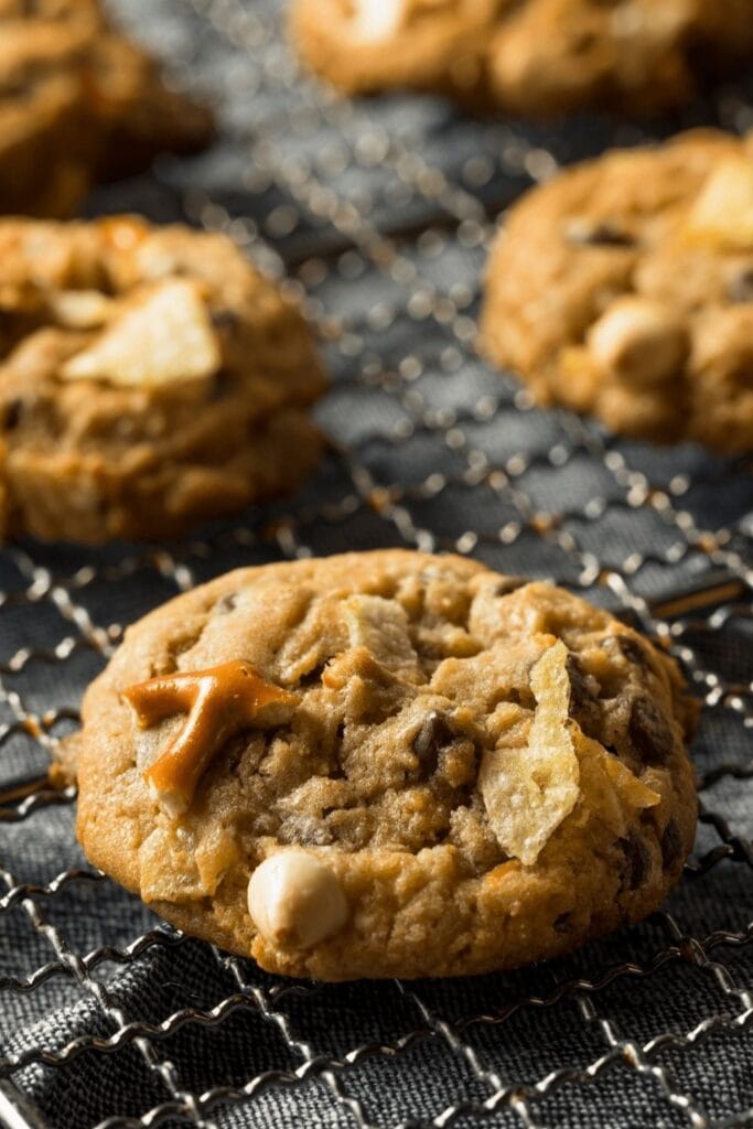 Kitchen Sink Cookies with Crushed Pretzels and Nuts