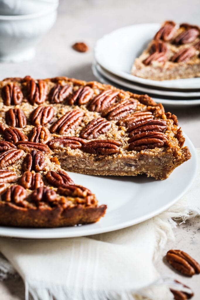 Pecan Pie on white plate