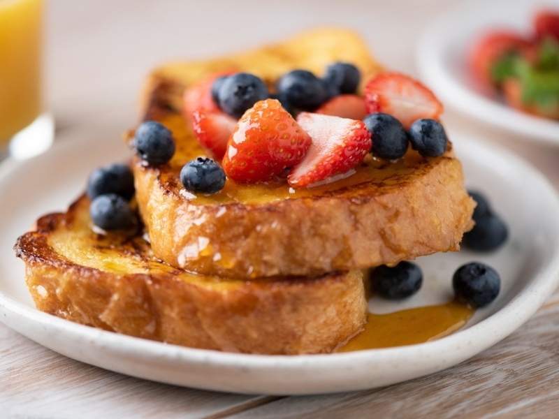 Buttermilk French Toast Served on a White Plate