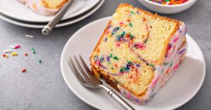 Sliced Homemade Funfetti Cake