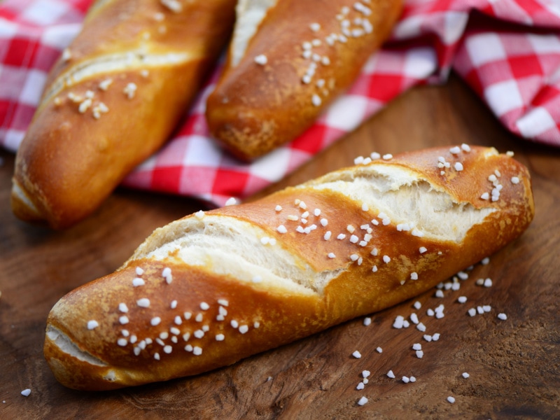 Soft Pretzel Sticks on a Wooden Table