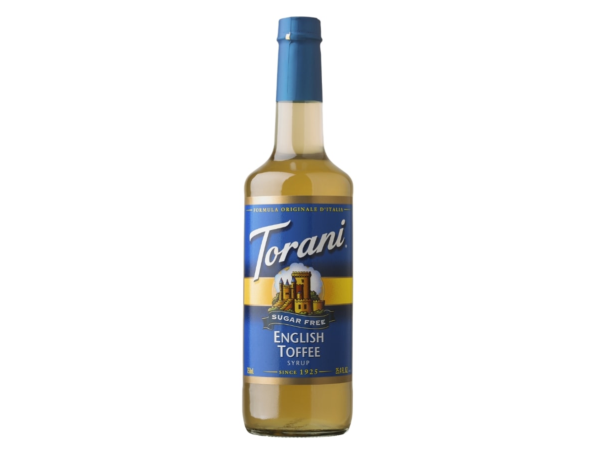 Bottle of Torani Sugar-free English Toffee Syrup