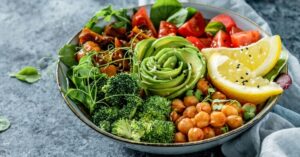 Vegetable Bowl with Avocadoes and Chickpeas