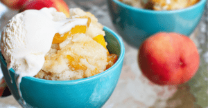 Homemade Peach Cobbler with Vanilla Ice Cream